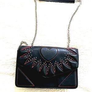Black and red crossbody with heart and embroidery